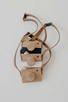 Wooden Toy Camera | Wood & Leather Toddler Camera - Aware House