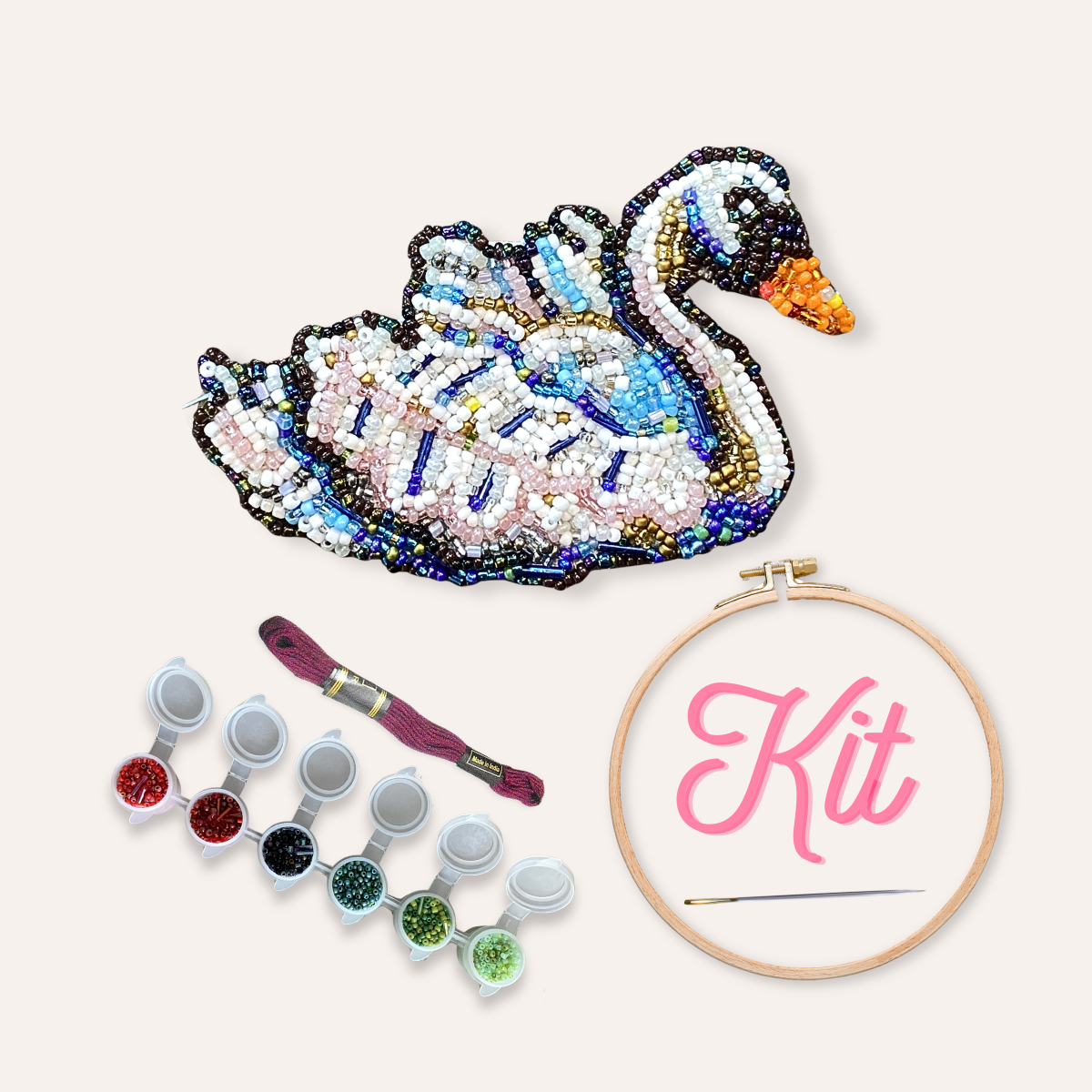 Swan Beaded Art Kit - Aware House - Heather Freitas -