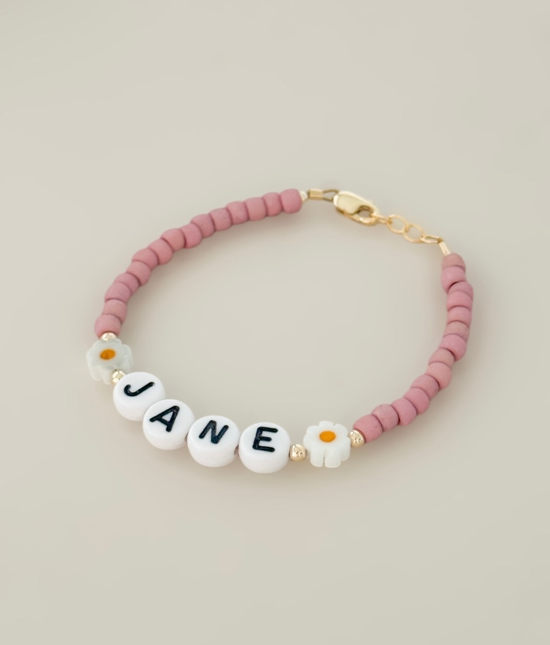 Pink Daisy Name Bracelet | Personalized-zoom-2