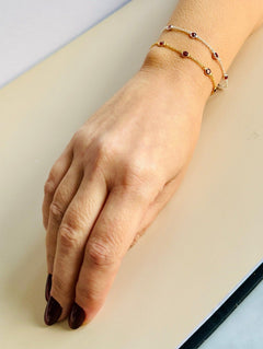 January Birthstone Garnet Bracelet | Sterling Silver & Gold Gemstone Jewelry - Aware House