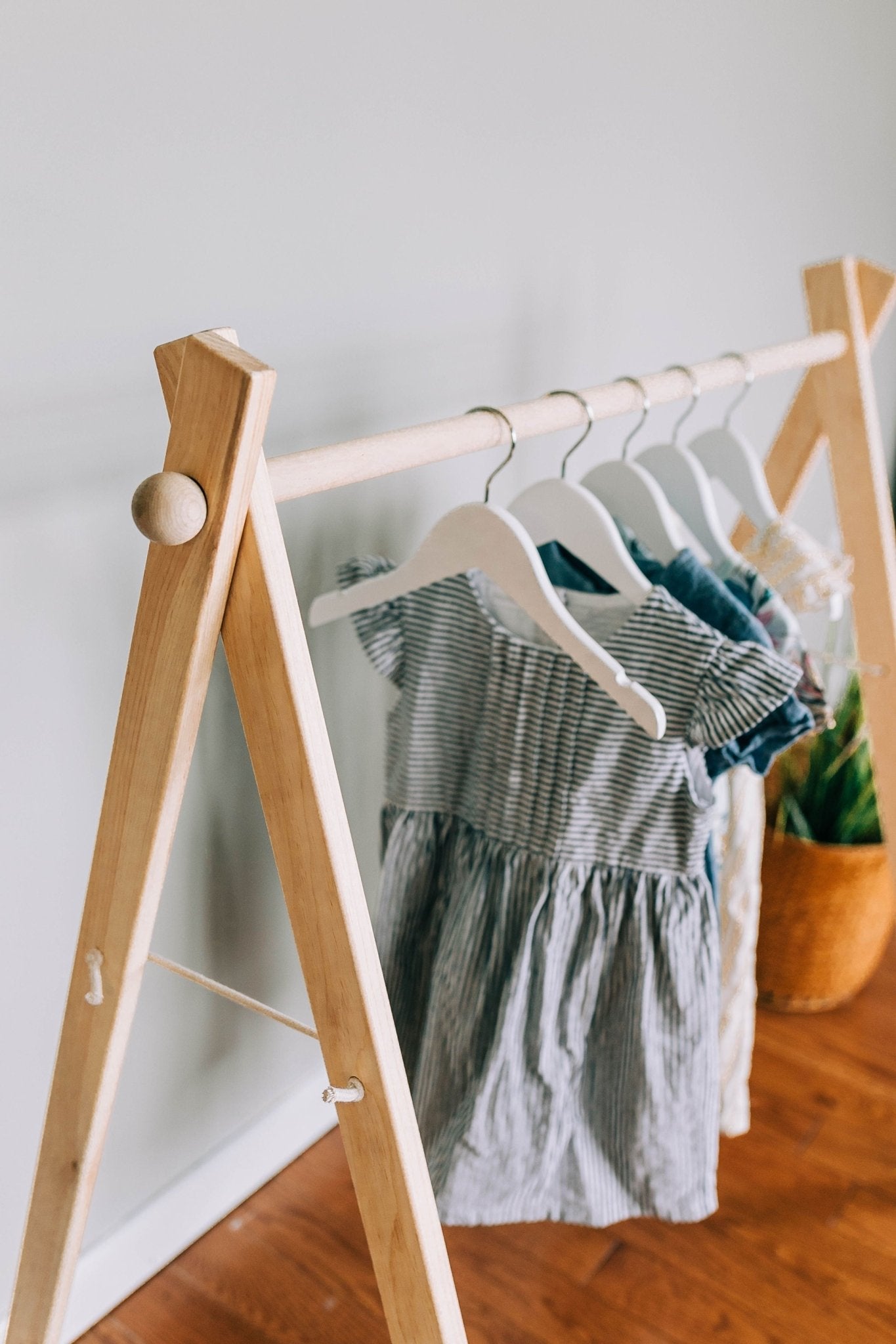 Wooden Toddler Clothing Rack | Montessori Dress Rack - Aware House