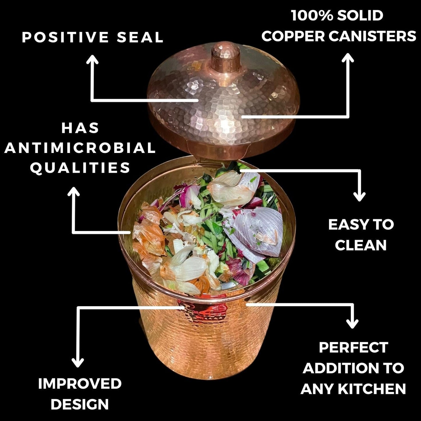 Copper Kitchen Compost Bin