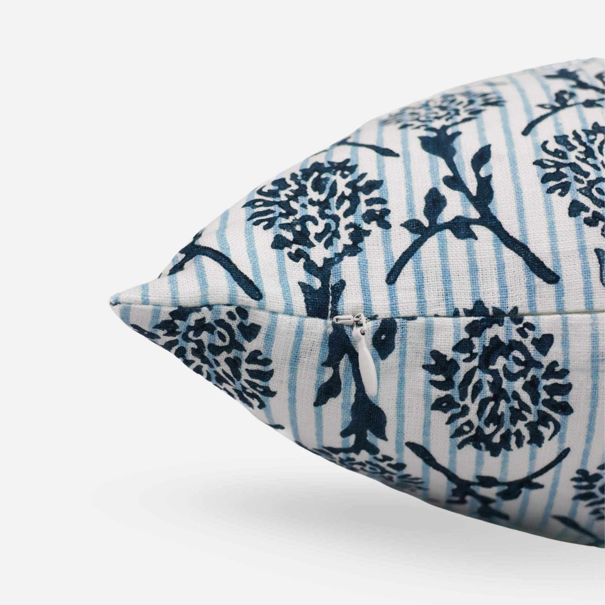 Nikhar Pure Linen Throw Pillow Cover – Azure Blue-zoom-3