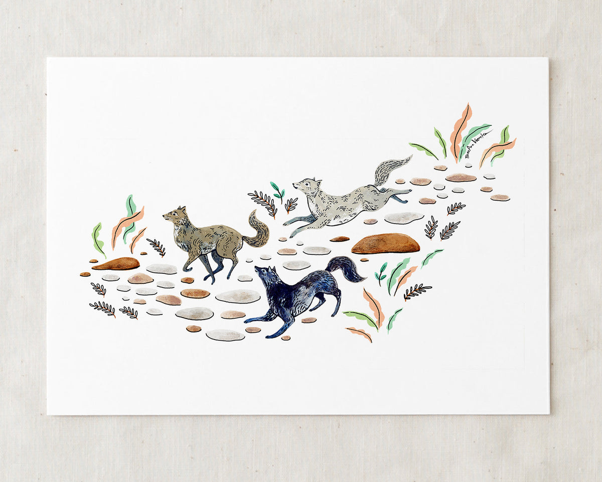 Running Wolves Art Print-zoom-1