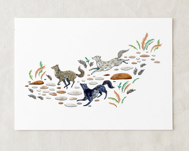 Running Wolves Art Print-zoom-