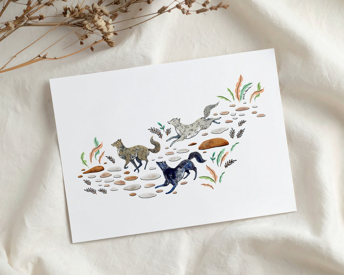 Running Wolves Art Print-2