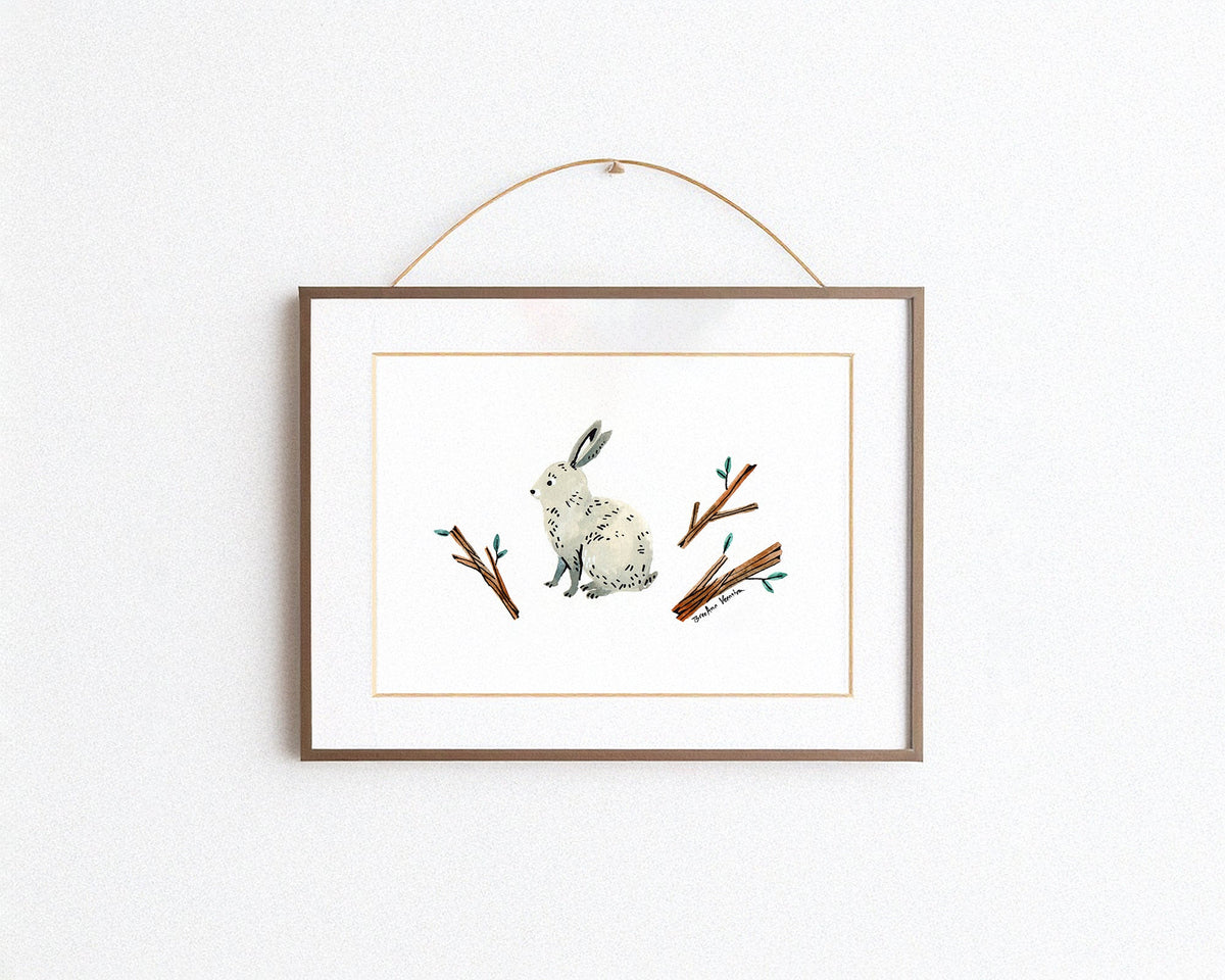 Rabbit and Twigs Art Print-2