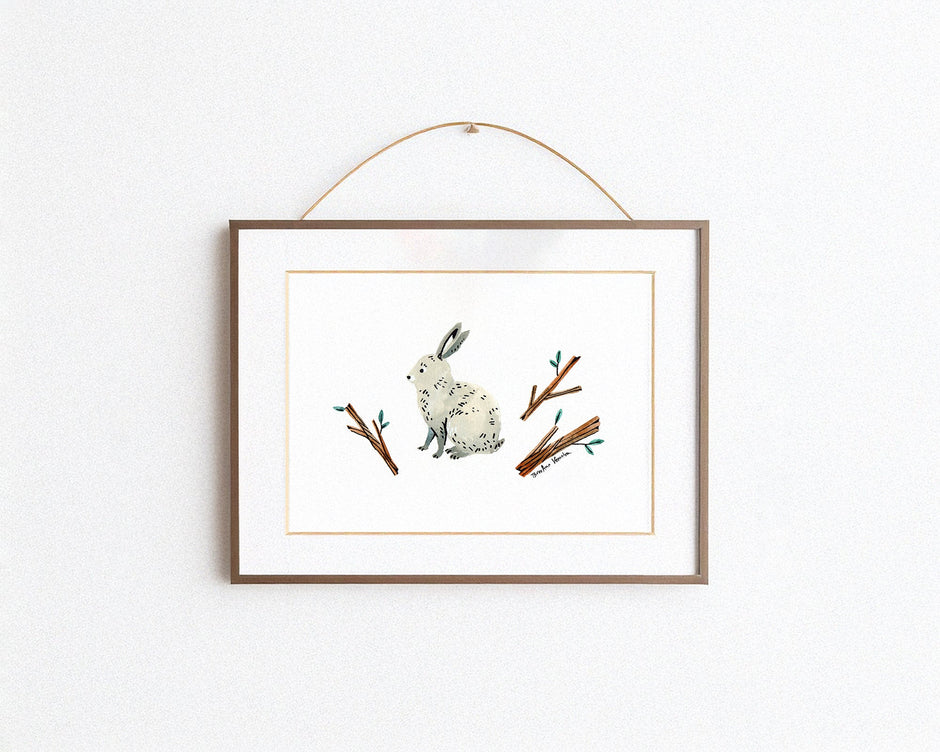 Rabbit and Twigs Art Print