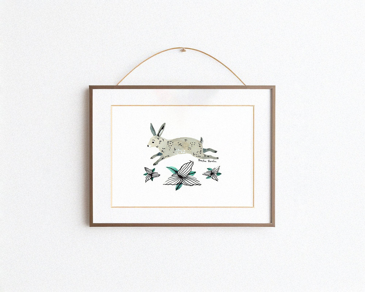 Rabbit and Trillium Art Print-5