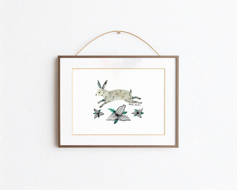 Rabbit and Trillium Art Print-zoom-