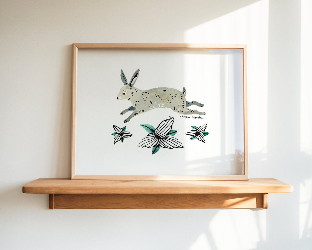 Rabbit and Trillium Art Print-zoom-4