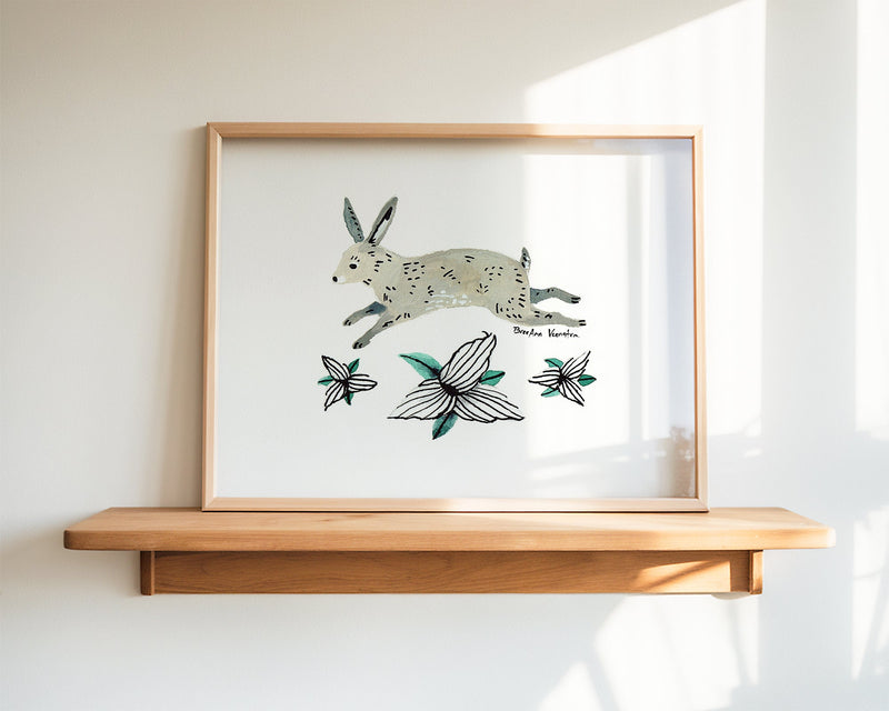 Rabbit and Trillium Art Print-zoom-