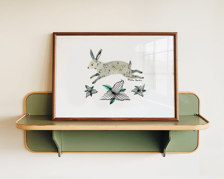 Rabbit and Trillium Art Print