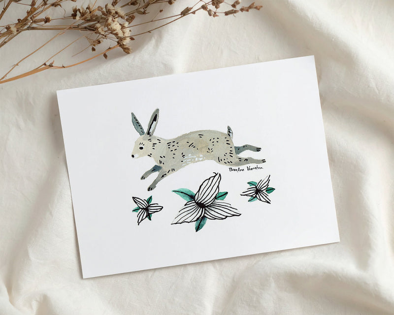 Rabbit and Trillium Art Print-zoom-