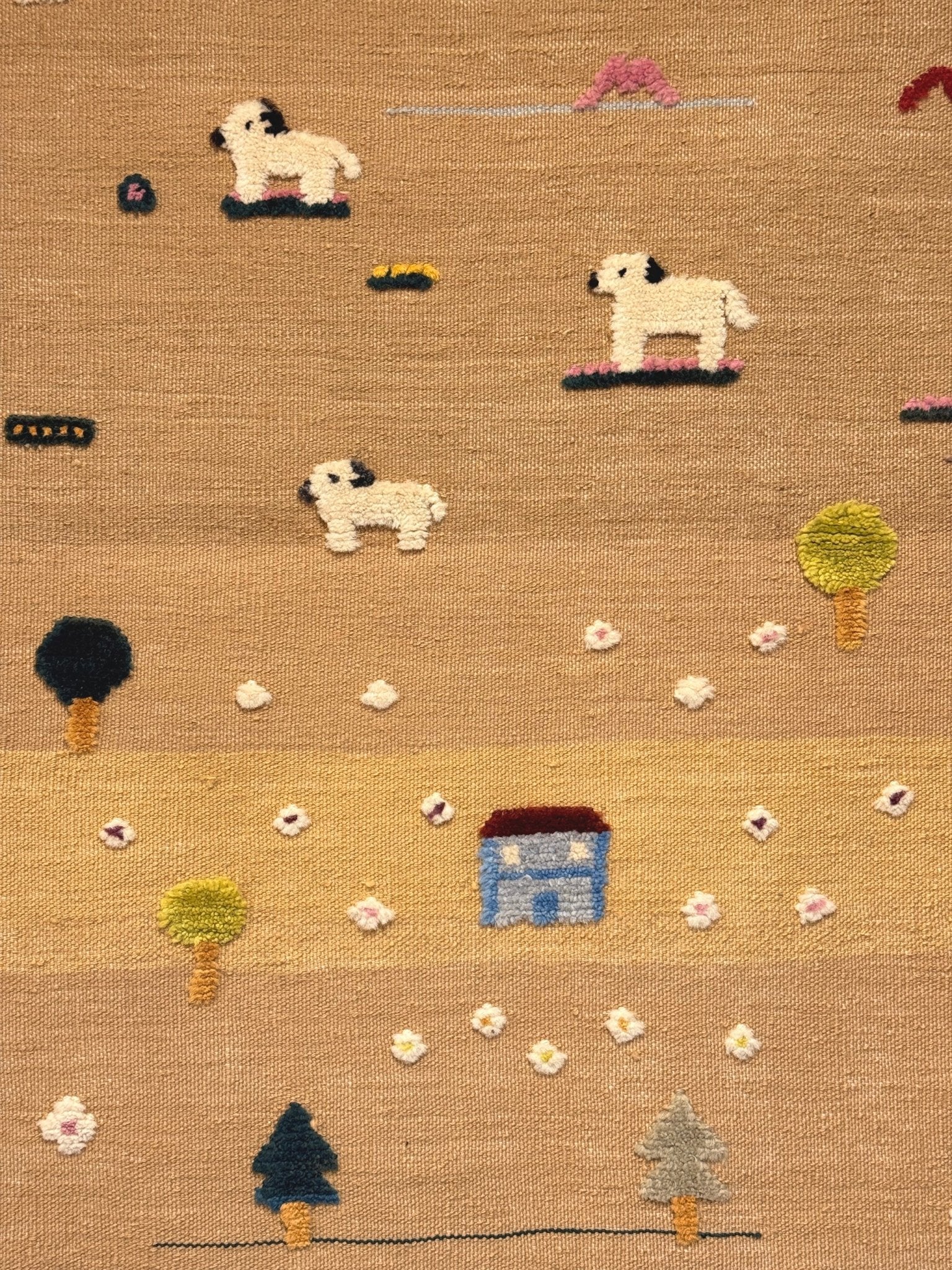Puppy Meadow Kids Rug | Handmade Wool Rug for Nursery, Playrooms & Children’s Rooms - Aware House