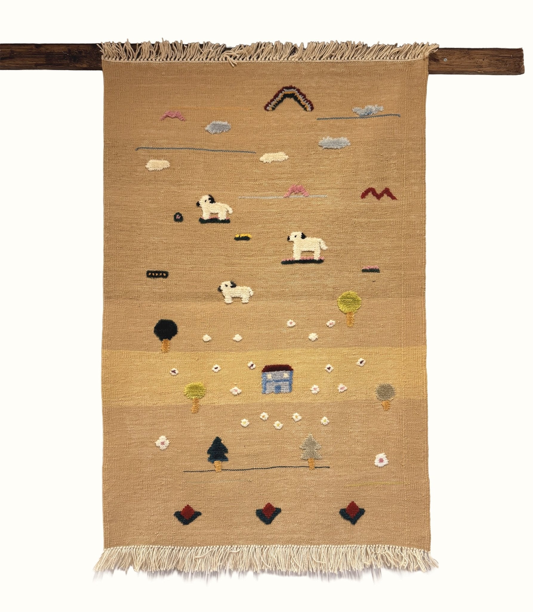 Puppy Meadow Kids Rug | Handmade Wool Rug for Nursery, Playrooms & Children’s Rooms - Aware House