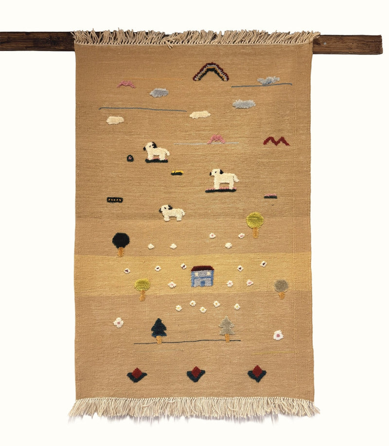 Puppy Meadow Kids Rug | Handmade Wool Rug for Nursery, Playrooms & Children’s Rooms-zoom-