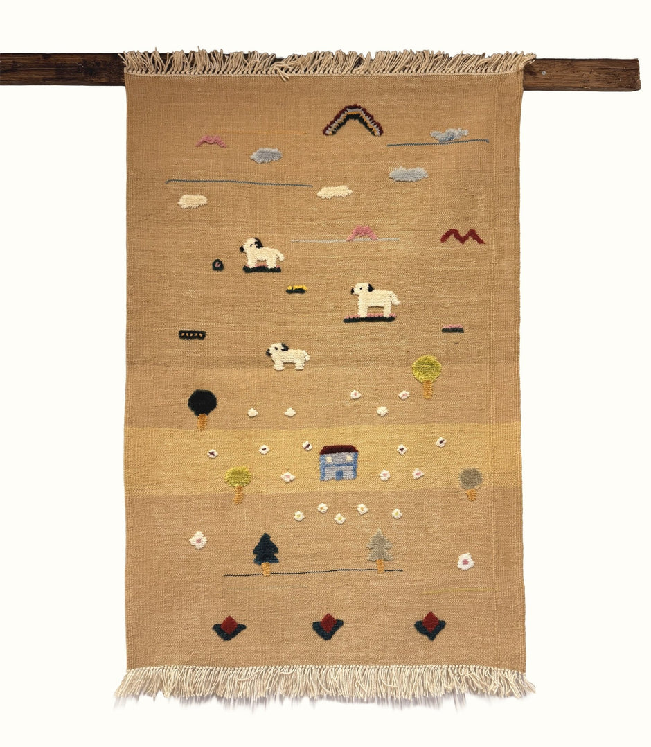 Puppy Meadow Kids Rug | Handmade Wool Rug for Nursery, Playrooms & Children’s Rooms - Aware House