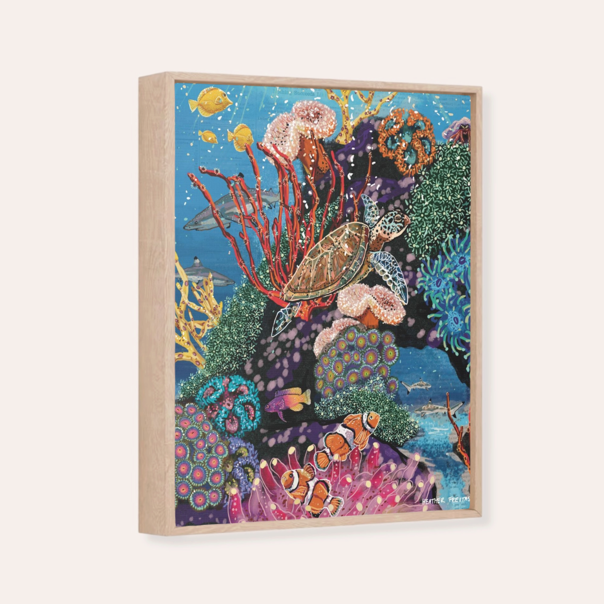 Turtle Tides | Framed Fine Art Canvas Print | Multiple Sizes-2