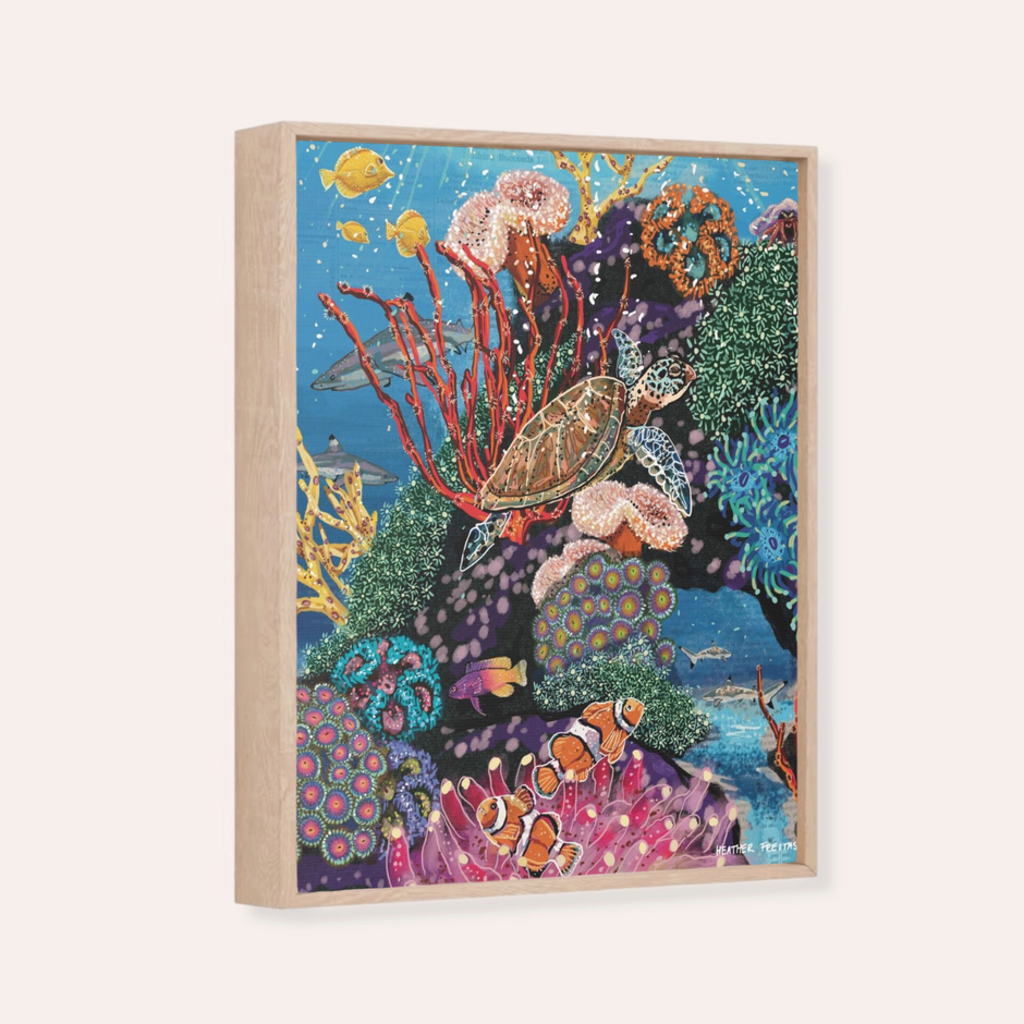 Turtle Tides | Framed Fine Art Canvas Print | Multiple Sizes
