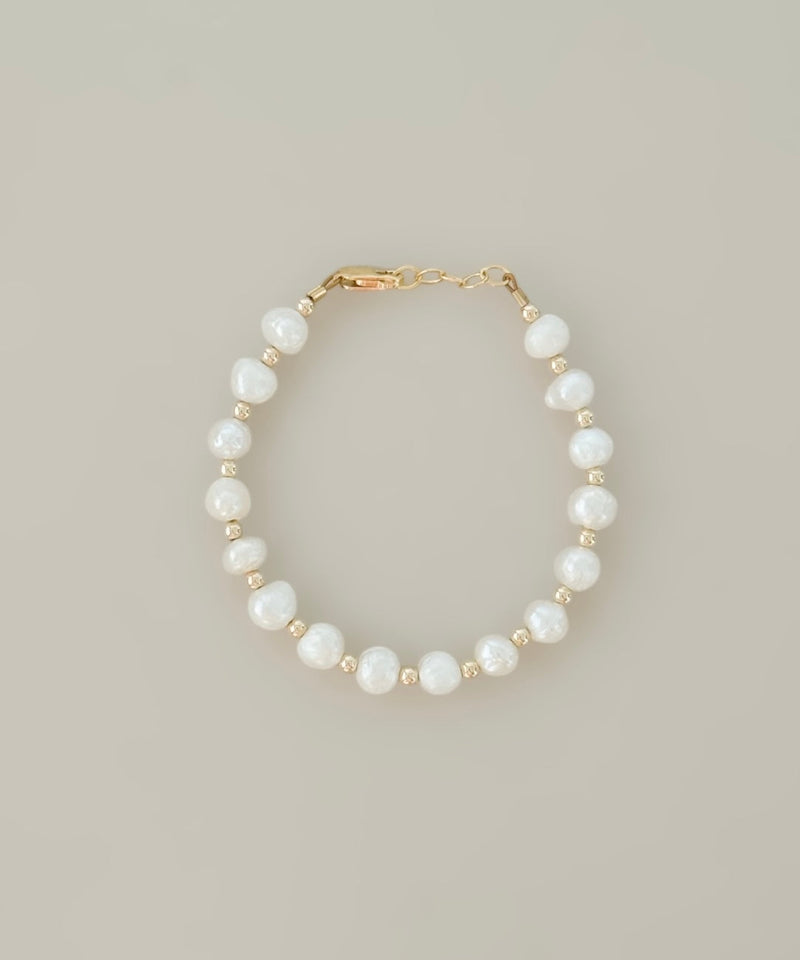 Freshwater Pearl Bracelet | Gold Beads-zoom-