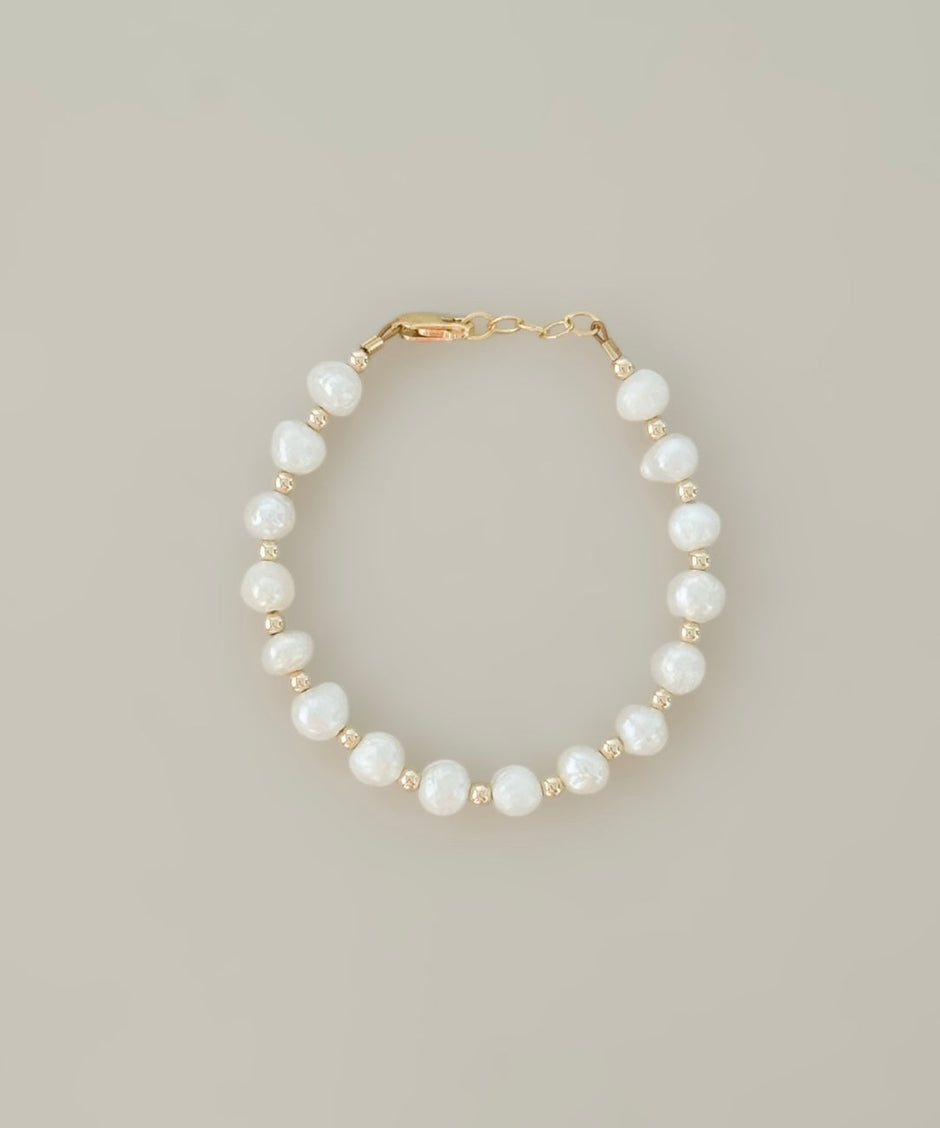 Freshwater Pearl Bracelet | Gold Beads