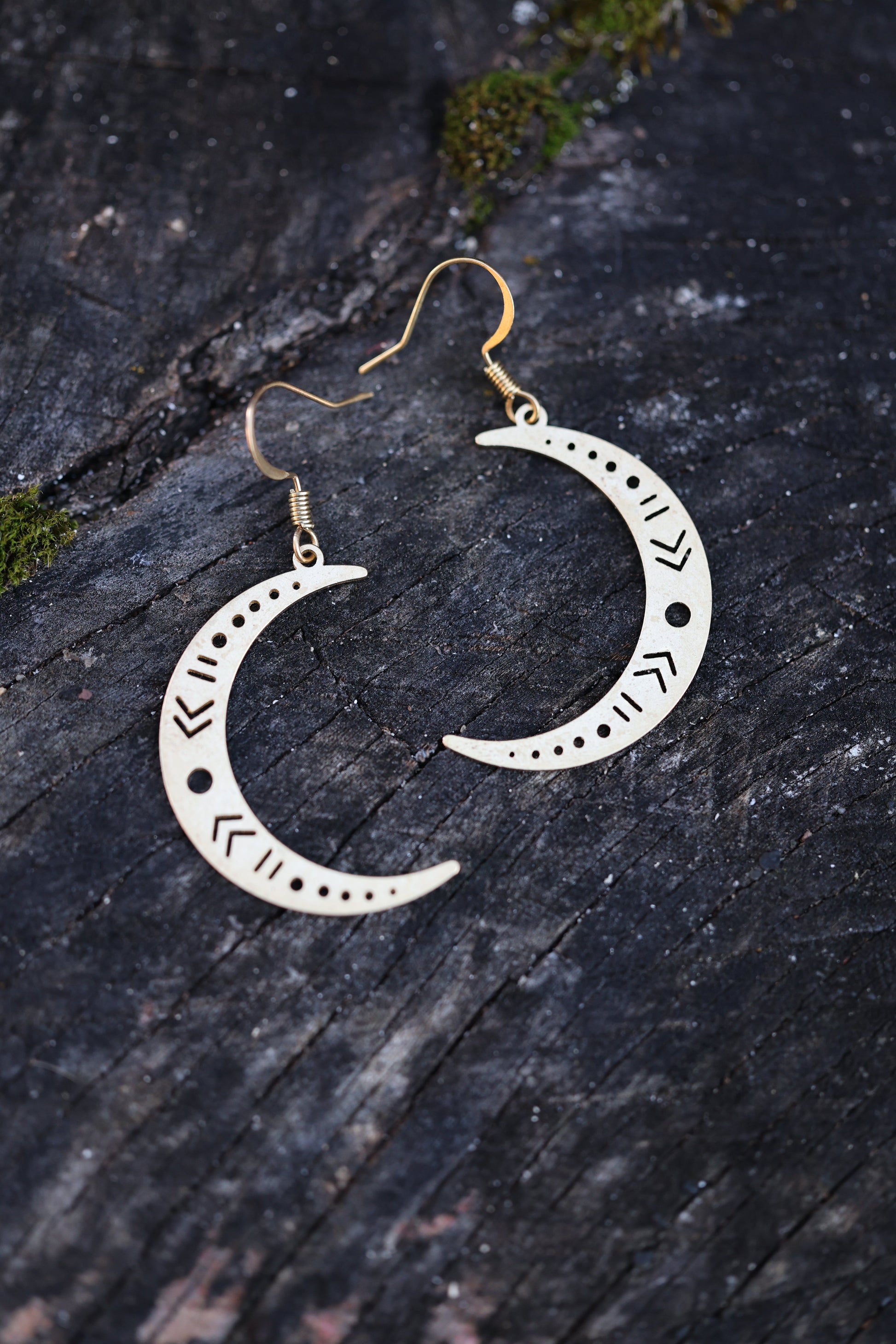 Crescent Moon Earrings | Brass-1