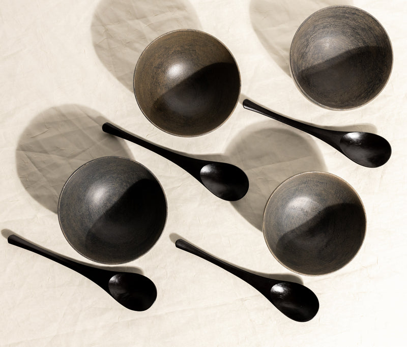 Wild Cherry Blossom Japanese Soup Bowl & Spoon Set-zoom-