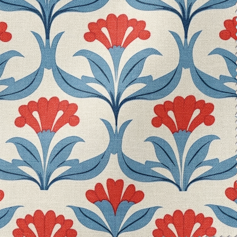 Blue Floral Patterned Lampshade in WESTPORT-zoom-