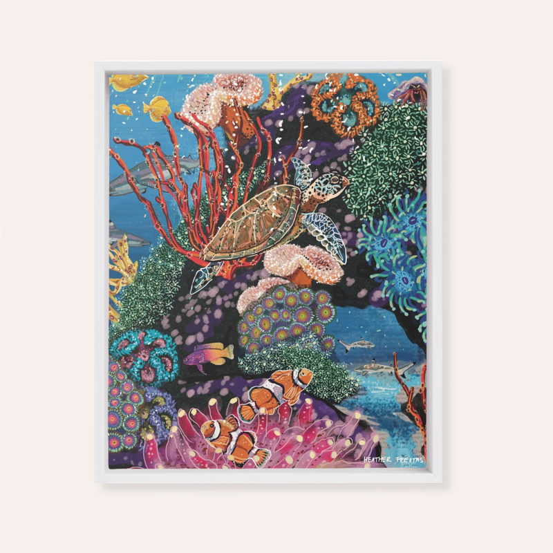 Turtle Tides | Framed Fine Art Canvas Print | Multiple Sizes-zoom-