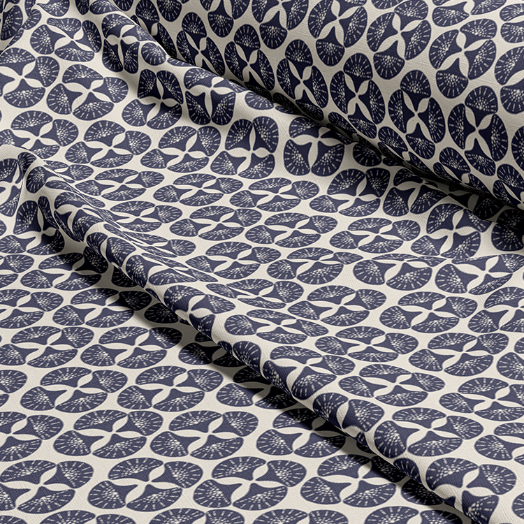 Navy Blue Patterned Lampshade in SEA STAR-6