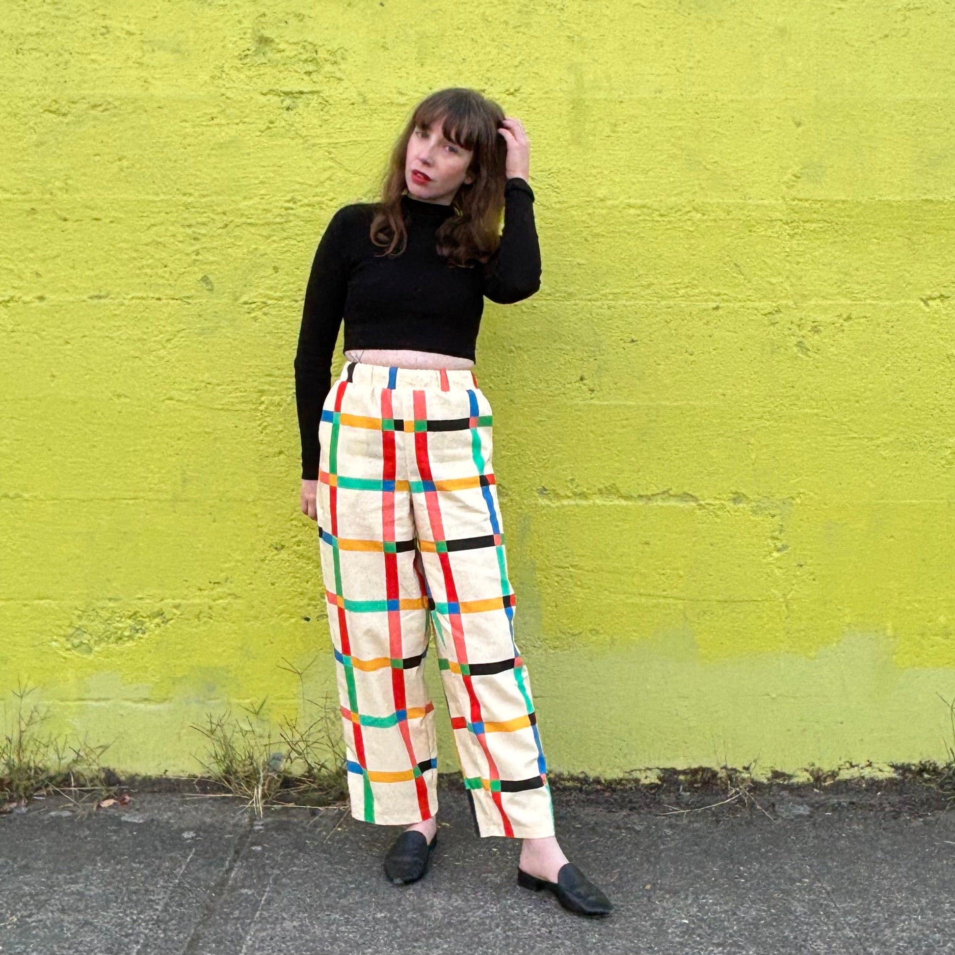 Stevie Pant | Chunky Windowpane Cream - Aware House
