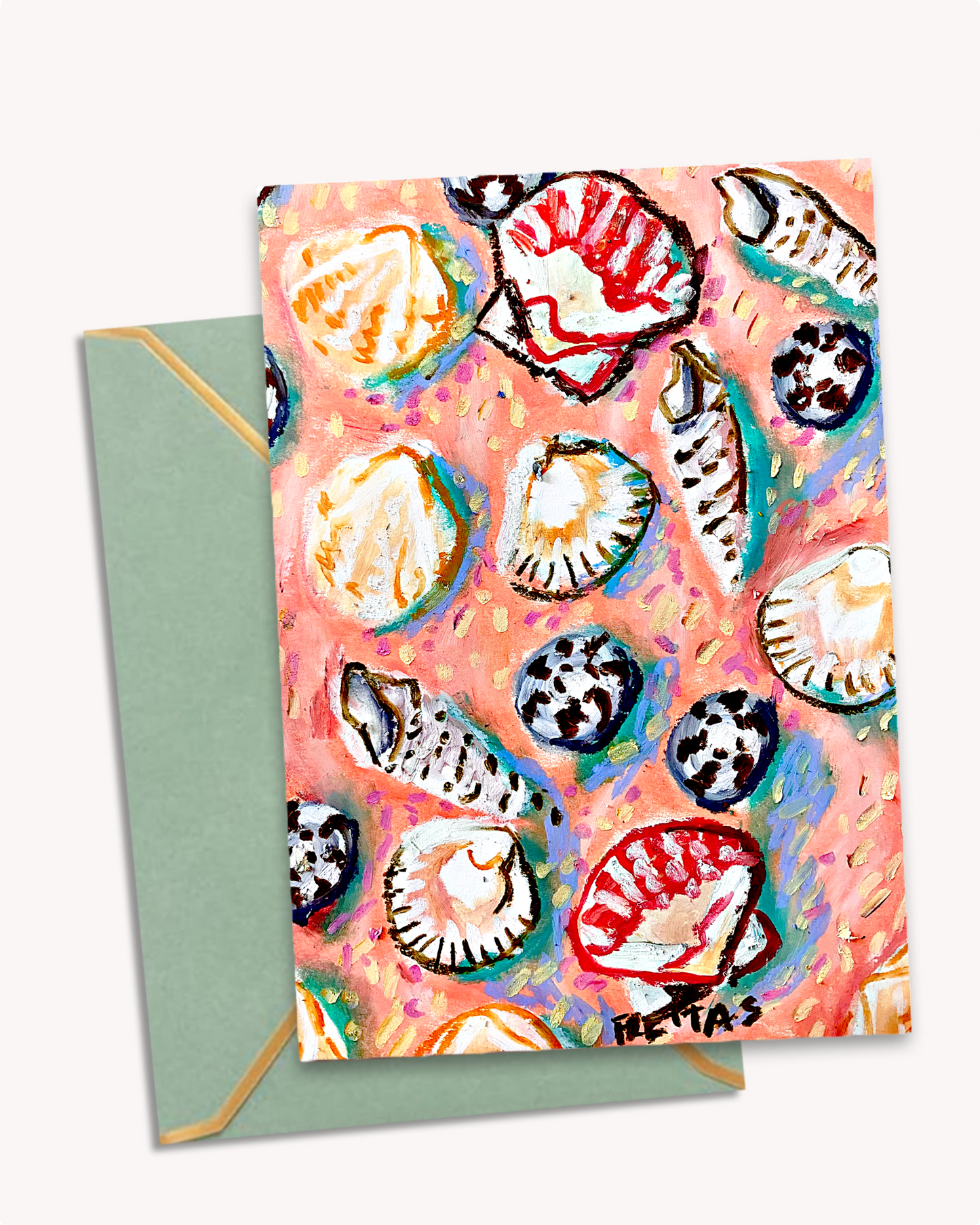 Pink Shells Greeting Card and Fine Art Print