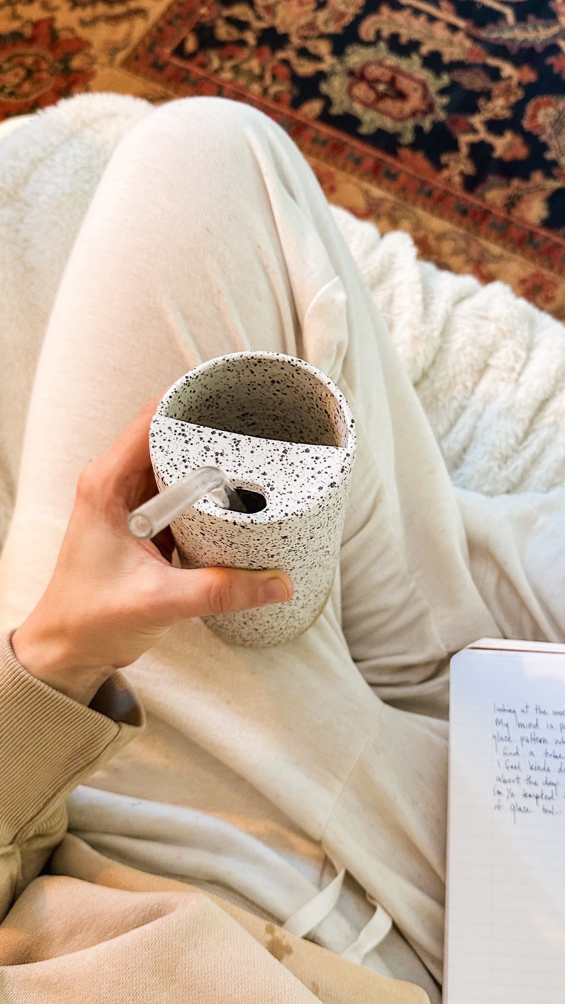 Matte White Speckled To-Go Cup | Ceramic Stoneware-zoom-5