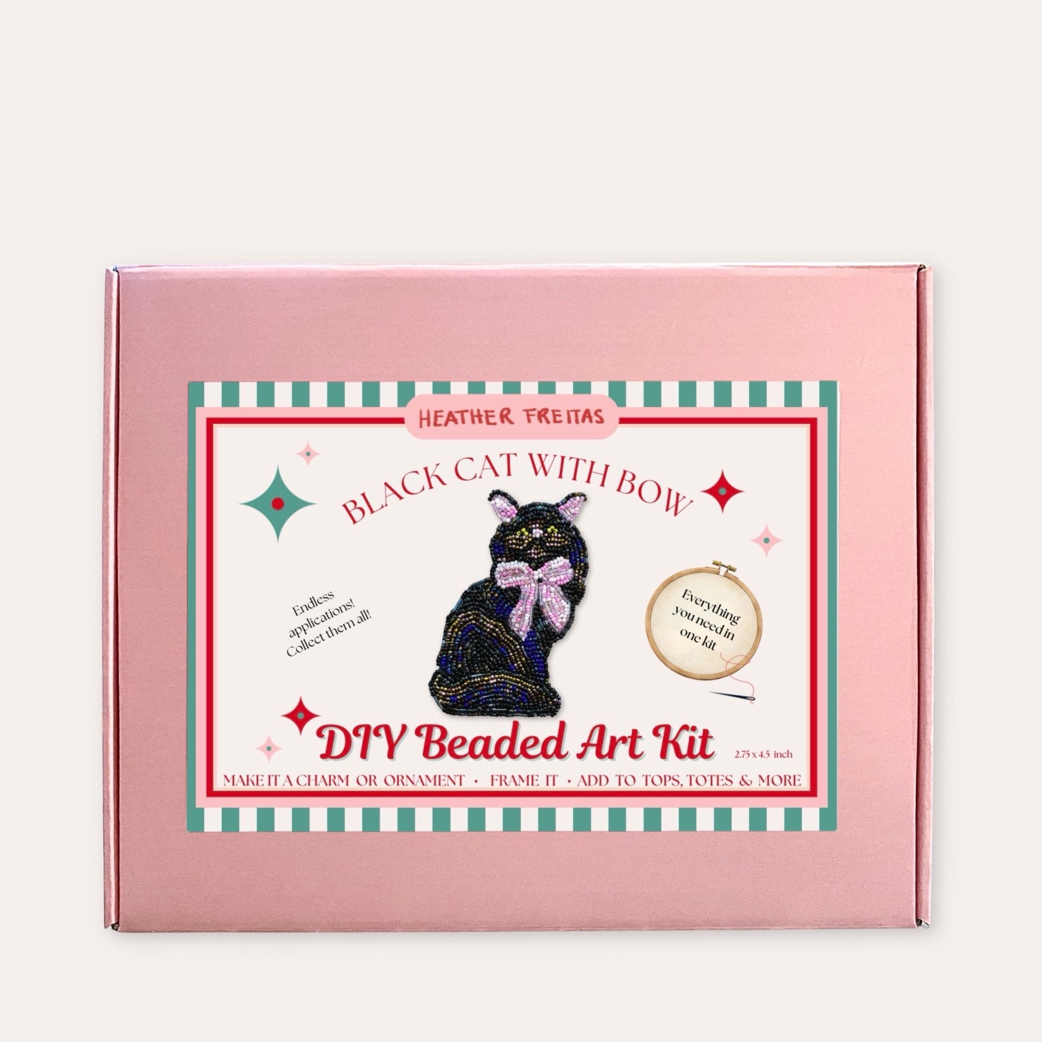 Black Cat With Bow Beaded Art Kit - Aware House