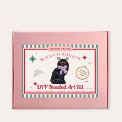 Black Cat With Bow Beaded Art Kit - Aware House