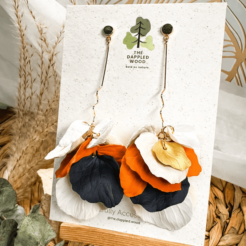 Delilah | Multi-Color Long Petal Drop Earrings-zoom-