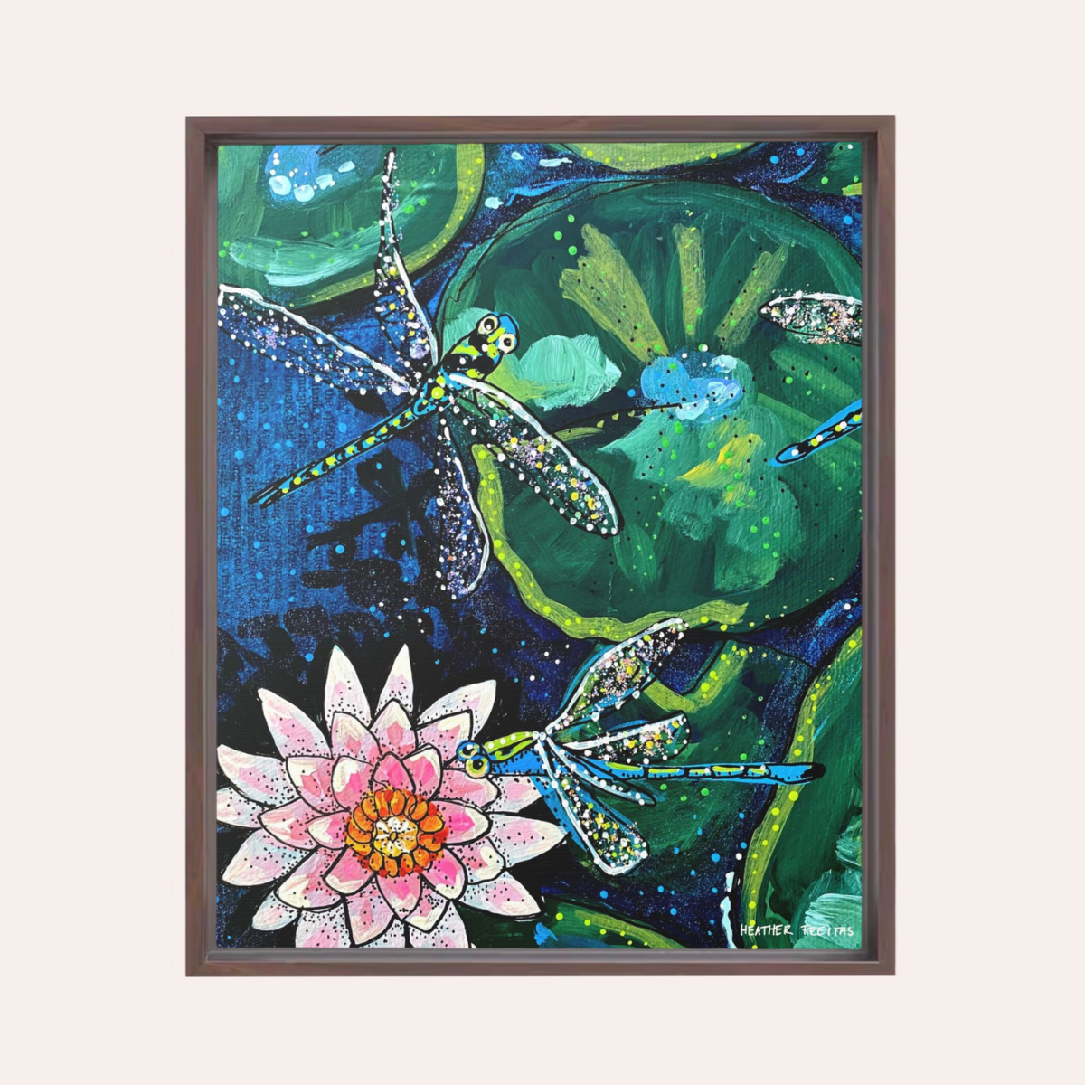 Dragonfly Lily | Framed Fine Art Canvas Print | Multiple Sizes-zoom-1