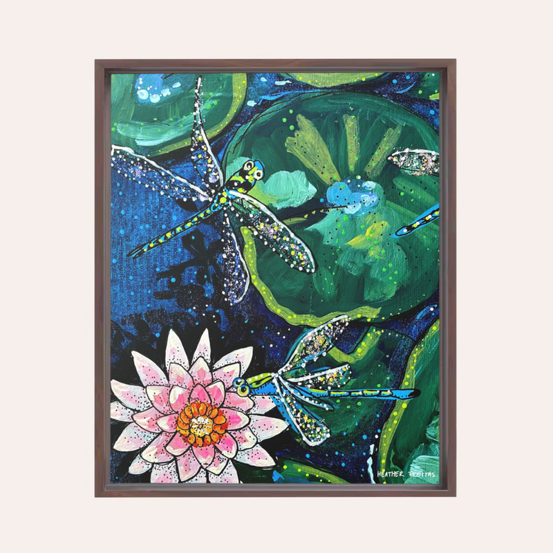 Dragonfly Lily | Framed Fine Art Canvas Print | Multiple Sizes-zoom-
