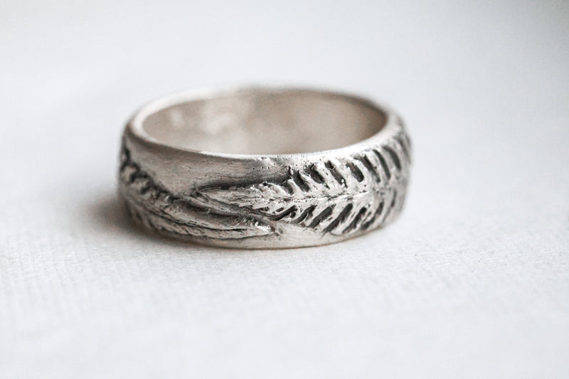Fern Ring Band | Recycled Sterling Silver-zoom-