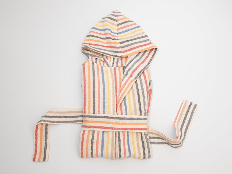 Rainbow Hooded Linen Kids Robe-zoom-