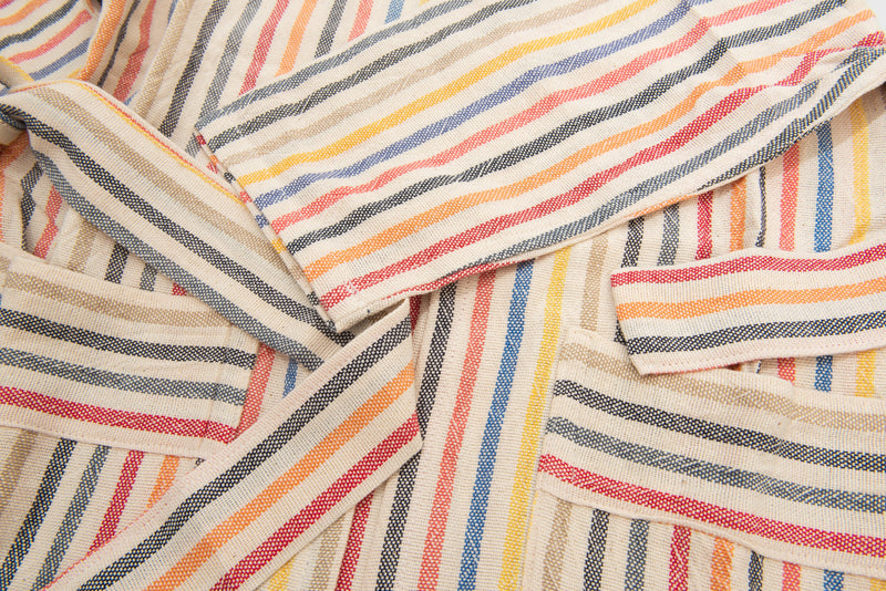 Rainbow Hooded Linen Kids Robe-zoom-