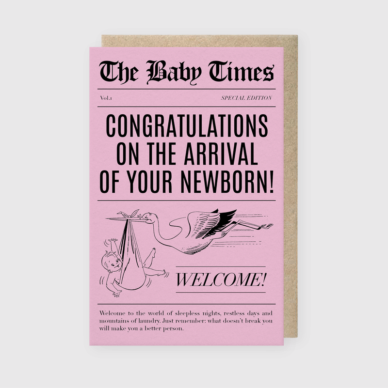 Baby Times Pink Greeting Card-zoom-
