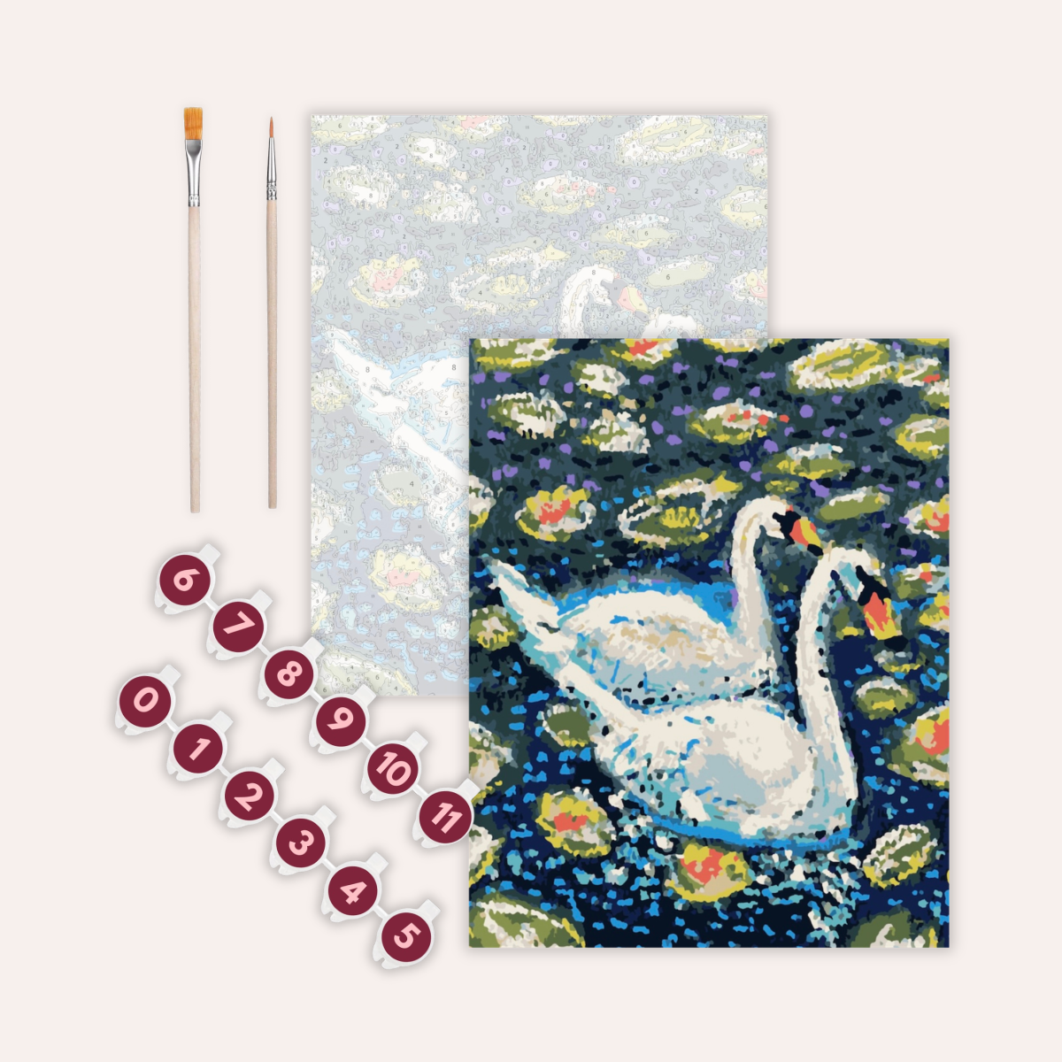 Two Swans Paint by Numbers Kit