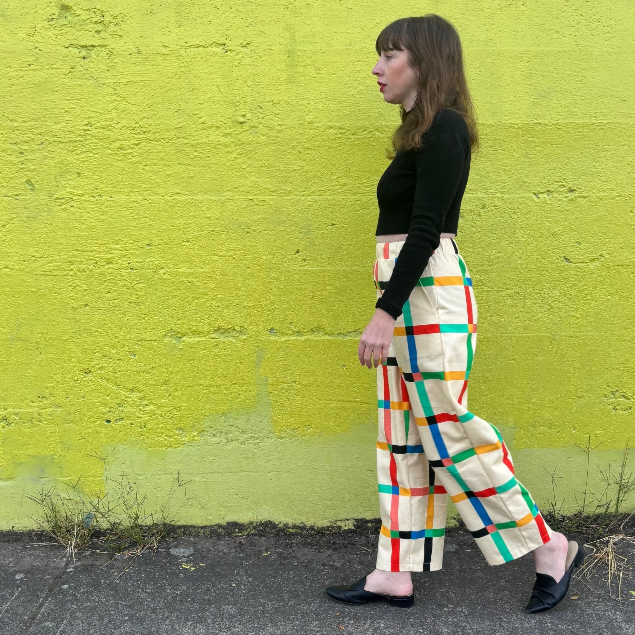 Stevie Pant | Chunky Windowpane Cream - Aware House