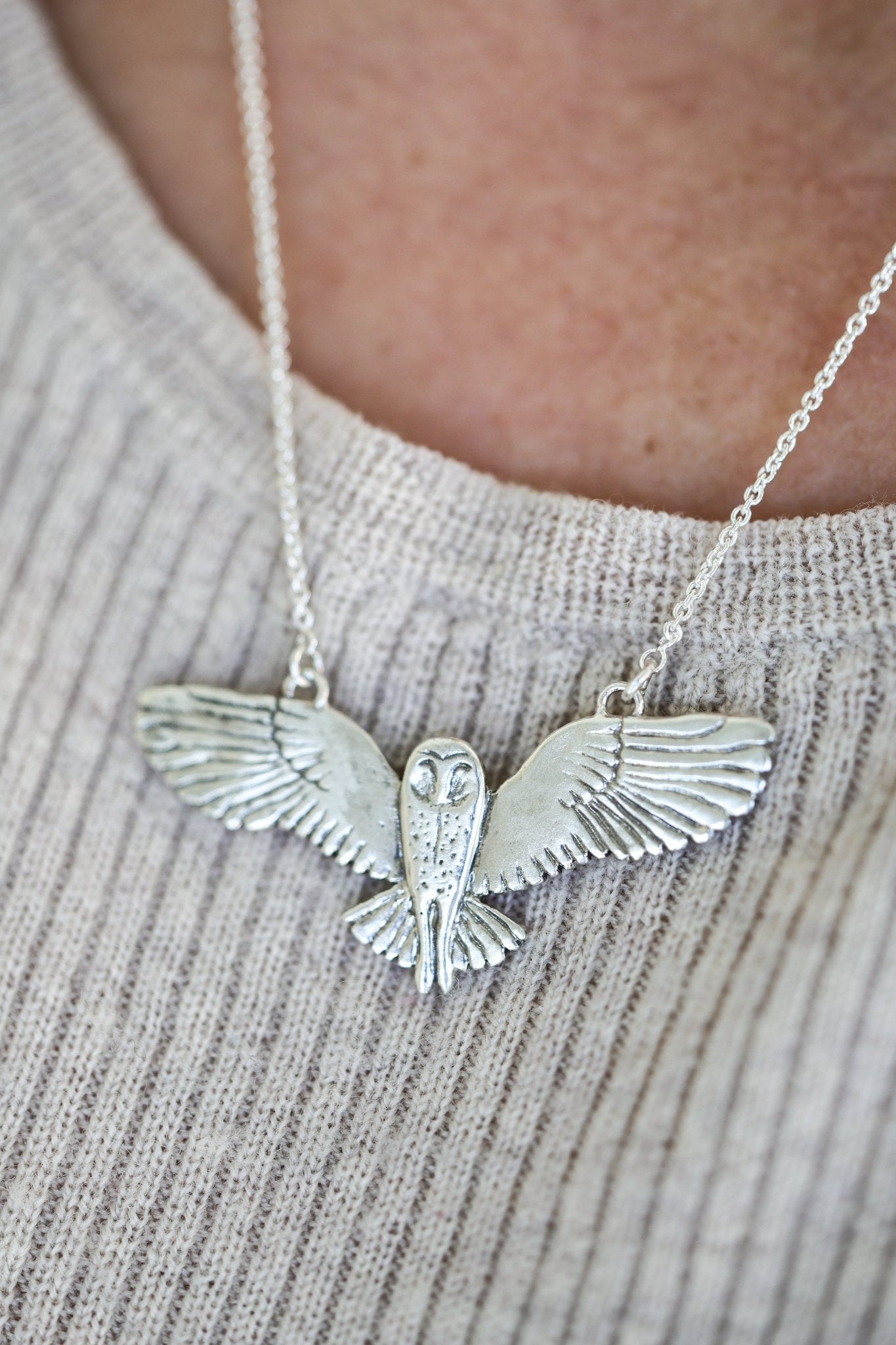 Barn Owl Necklace | Recycled Sterling Silver - Aware House