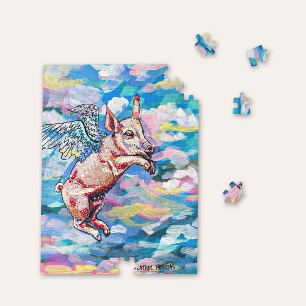 Pastel Flying Pig Puzzle-zoom-1