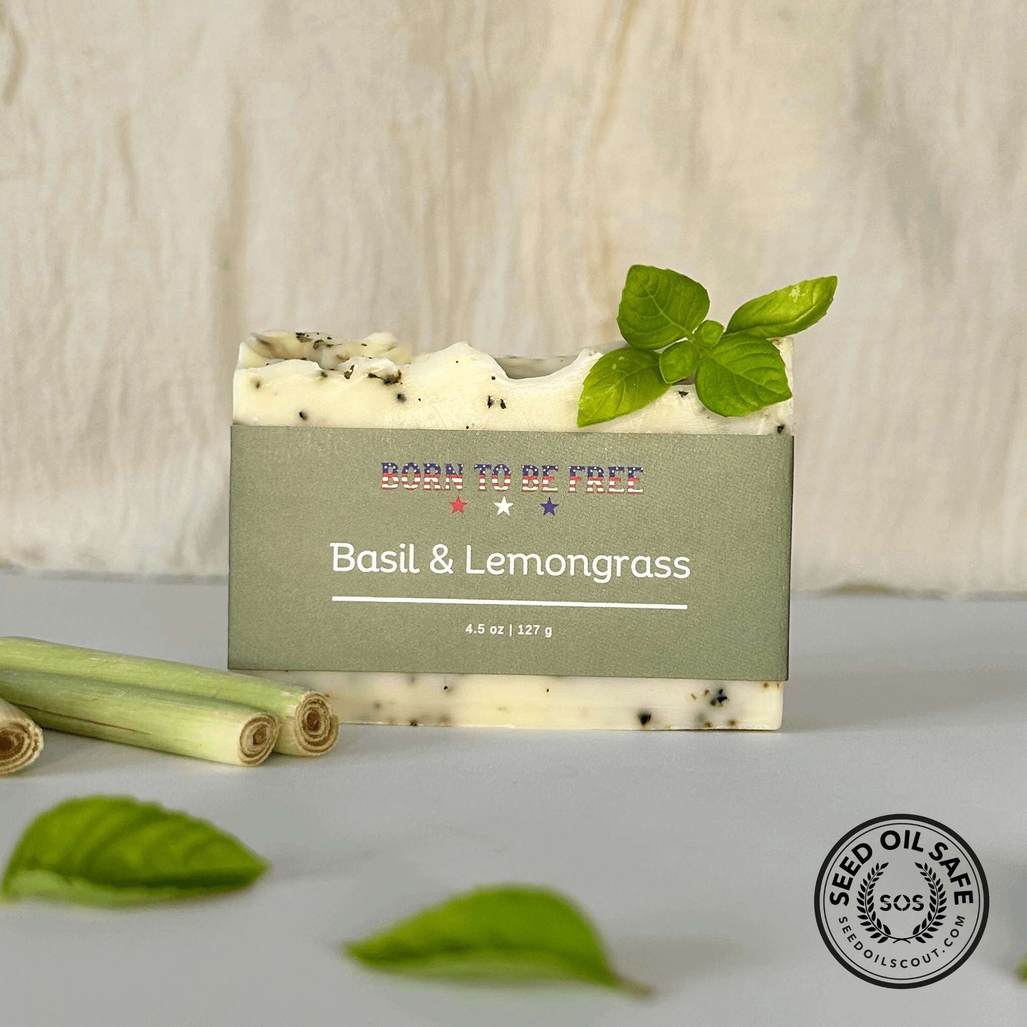 Basil & Lemongrass Tallow Soap Bar-zoom-1
