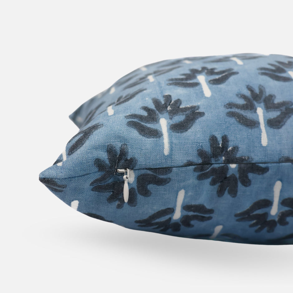 Zeenat Lumbar Throw Pillow Cover – Steel Blue