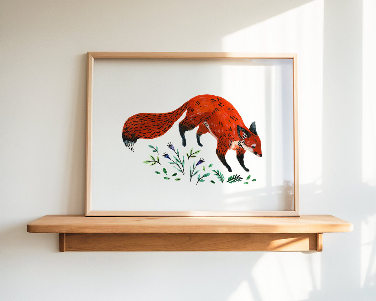 Fox and Flowers Art Print-zoom-4